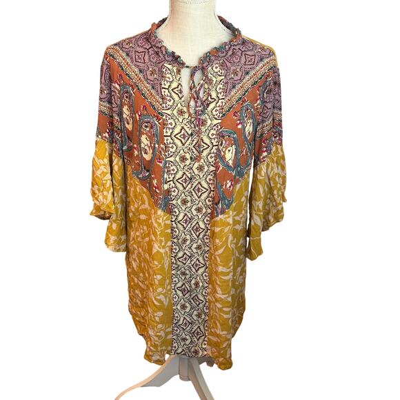 UMGEE Boho W/ Bell Sleeves Mini Dress Size Medium - Picture 1 of 5